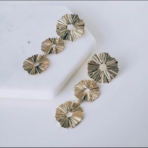 gold color statement geometric earrings